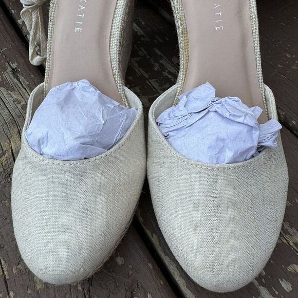 Kelly‎ & Katie Hanah Espadrilles Metallic Wrap  Cream Sandals Women Shoes Size 8 - Picture 9 of 15